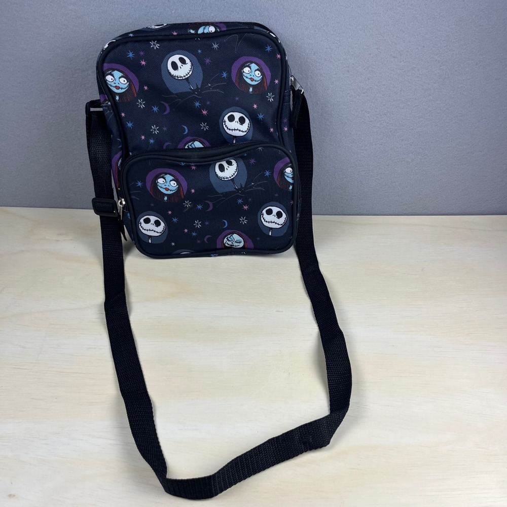 Disney Nightmare Before Christmas Jack Sally Crossbody Messenger Bag Black